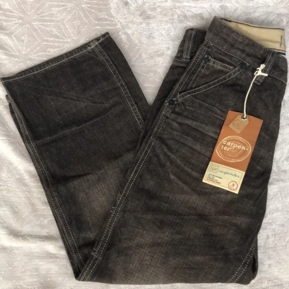 GAP NWT Boy's 100% Cotton Brown Denim Adjustable Waist Carpenter Jeans 8 Reg